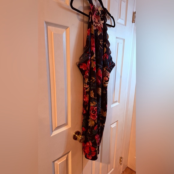 SHEIN Floral Black Dress with Red and Gold Accents - Picture 2 of 7